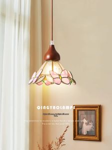 QINGYAO | Retro Vintage Wooden & Glass Pendant Light for Dining Room and Bedroom