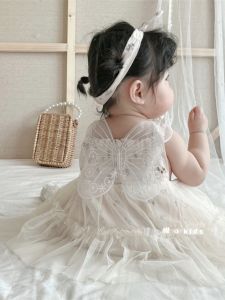 Princess Skirt Baby Girl Cotton Dress with Butterfly Wings One Year Old Birthday Clothes Infant Bottom Covering Outfit Sister Matching