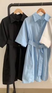 D10769 Sunny Mid Sleeves Shirt Dress w/ Belt