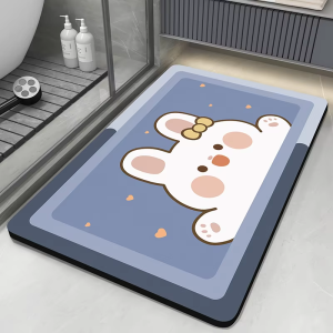 VIKAMA Cute Rabbit Floor Mat Bathroom Mat Door Mat Non-Slip Mat Toilet Floor Rug Bathtub Floor Mat Welcome Mat