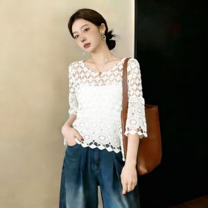 AIYITI | Plus Size Hollow Knitted Sunscreen Top