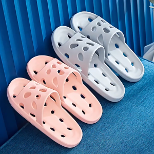 ONLYES Non-slip Womens Slippers EVA Hollow Out Bathroom Slippers High Quality Solid Color Couple Sandals Man