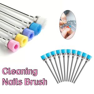 10Pcs/bag Nail Art Nylon Cleaning Brush 2.35mm Grinding Head Dust Cleaning Nail Tool Stainless Steel Nail Art Drill Bit