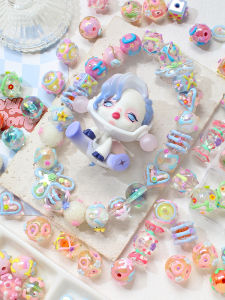 Dopamine Series Hand-Painted Printed Beads Acrylic Beads Beads DIY Mobile Phone Charm Bracelet Necklace Earrings Accessories
