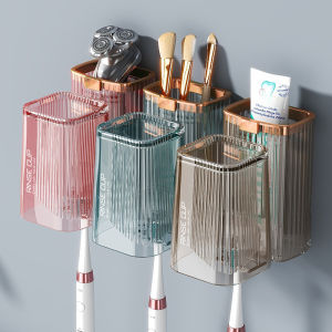 Giá để bàn chải đánh răng sang trọng nhẹ với cốc treo tường kem đánh răng không đục lỗ Máy Cạo Râu Điện Giá lưu trữ phụ kiện phòng tắm đa chức năng