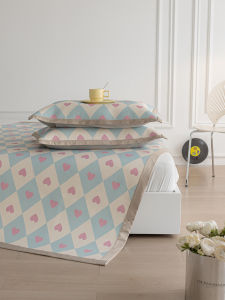 Ice Silk Mat Three-Piece Set Bed Canopy Style Summer Cooling Sensation Air Conditioned Soft Mat Geometric Pattern Ins Style