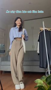 Áo sơ mi dài tay croptop siêu xinh phối đồ siêu đỉnh EVO-2892