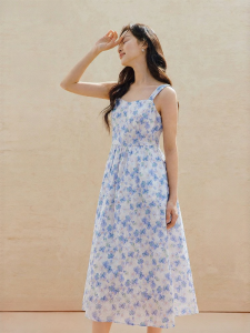 INMAN | Retro Print Strap Dress Slimming Waistline A-Line Loose Style