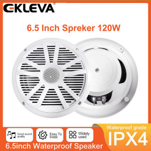 EKLEVA 6.5 Inch 120W Marine Speakers Waterproof Weather Resistant Stereo Boat Speaker for Yachts Golf cart RV ATV UTV Ship Sauna