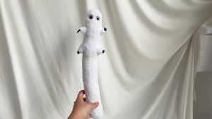 Soft Fluffy Witch Hat Atelier Brush Worm Plush Toy White Bendable Stuffed Doll for Manga Fans Home Ornament Gift Collection