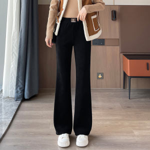 Winter Fleece-lined Thickened Chenille Bootcut Trousers Womens New Arrival Casual Womens Pants Loose Pants Cashmere Cotton-Padded Trousers