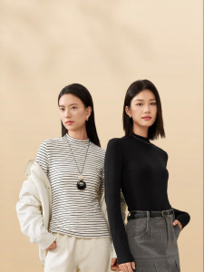 Purcotton | Elastic Striped Cotton Stretchy Undershirt