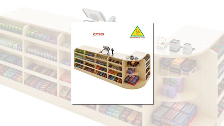 Quầy tính tiền, quầy thu ngân thiết kế tiện lợi QTT309