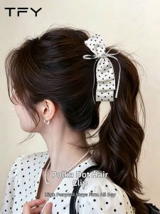 TFY | Dotted Bow High Tail Fixation Clip Hair Accessories