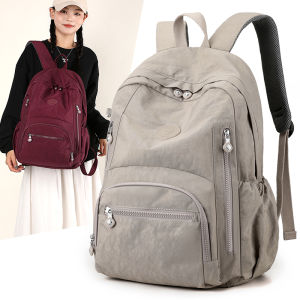 Bobo Ladies Outdoor Sports Canvas Backpack Large Capacity Washed Multi-Layer Double Shoulder Bag Traveling Rucksack Bookbag