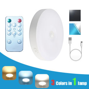 Motion Sensor Light With Remote Control USB Rechargeable Timer Night Light Dimmable LED Lamp Stairs Hallway Cabinet Nightlight