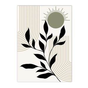 Modern Minimalist Leaves Geometry Lines Art Poster Canvas Painting Retro Bohemia Wall Art Print Picture Living Room Home Deco
