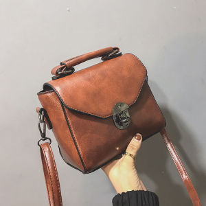 Mùa Đông Da PU Đeo Vai Có Thiết Kế Khóa Vuông Nhỏ Túi Xách Nữ Cổ Vintage Túi Messenger Dành Cho Nữ