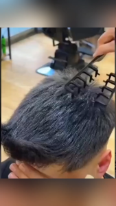 KW SHOP Fluffy textured styling comb for hair. Material: ABS plastic. Before and after hair styling images.