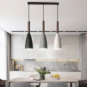 【Free LED Bulb】 3 Head Modern Pendant Lighting Dining Table kitchen Chandelier Long White Gray Black with 5w free bulb Led Ceiling light