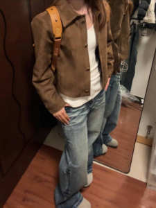 กางเกงยีนส์ทรงหลวมเอวต่ำทรงขากระบอกยาวสำหรับผู้หญิง สไตล์ย้อนยุค กางเกงขายาวทรงหลวม ทรงขากระบอกเล็ก กางเกงขายาวทรงหลวม