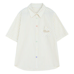 niffeilu | Cotton Stripe Short Sleeve Shirt for Teen Girls and Middle School Students