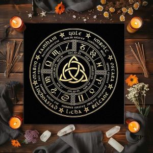 VIKAMA Bầu Trời Đầy Sao Hành Tinh Tarot Khăn Trải Bàn Bói Toán Huyền Bí Vải Bàn Thờ Chống Thấm Nước Chống Dầu Witchy Trang Trí Cho Nghi Lễ Và Tiệc Tùng
