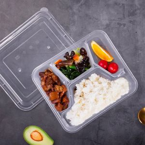 Thickened Four Grid Disposable Lunch Box Takeaway Fast Food Box Catering Square Bento Box Delivery Meal Package Food Container