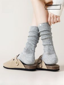 MiiOW | 100% Cotton Anti-Slip Antibacterial Mid-Calf Cat Woman Socks Pure Color Simple Style E-Commerce Exclusive New Arrival 2025