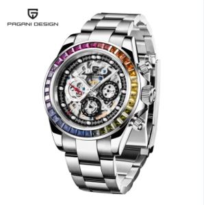 Pagani Design | PAGANI DESIGN Model PD1653 Premium Business Automatic Mechanical Men’s Watch Ceramic Bezel Rainbow‑Tone Dial 100M Water Resis