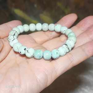 9mm+ Premium natural untreated Hubei Turquoise light blue green traditional old style beads bracelet [Natural Crystal]