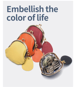 European American Style Mini Coin Purse Made with Selected First Layer Cowhide Fashionable