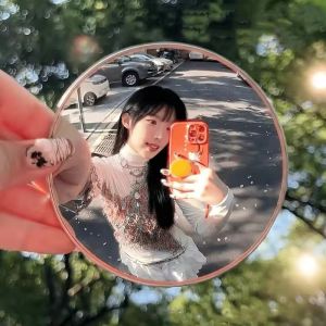 Mini Handheld Selfie Convex Mirror for Travel Trip Pocket Selfie Mirror TikTok INS Fashion Selfie Mirror for Traveling Photo Prop