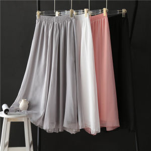 High Waist Wide Leg Pants Womens Summer 2025 New Style Double Layer Chiffon Loose Fit Casual Skirt Pants Thin Material