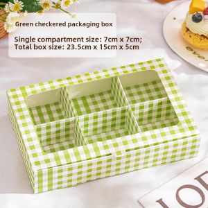 Ins Style 6 Grid Cake Box Pastry Packaging Box Afternoon Tea Snowy Eclair Large Choux Pastry Box Paper Cup Cake Dessert Box