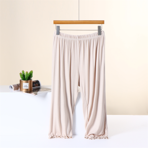 Modal Seven-Foot Pants Women Summer Casual Home Clothes Loose Elastic Waist Sleepwear Pure Color Simple Style Outdoor Wear