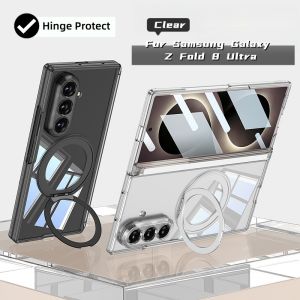 Official Transparent 360 Rotating Magnetic Bracket Case for Samsung Galaxy Z Fold 8 Ultra for Magsafe Charge Hinge Protect Cover