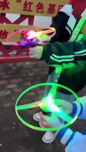 Luminous Flying Disc Propeller Toys LED Lighting Pull String Flying UFO Toy Spinning Top Outdoor Game Adult Sports Toy Gift