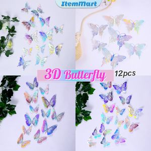 ItemMart 12 Pcs/Set Creative Hollow Butterfly DIY Art Home Wall Decor Wedding Birthday Decoration
