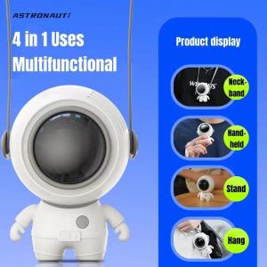Astronaut Portable Wireless Mini Hand Fan USB Rechargeable 900mAh Battery Operated Safety Leafless Hanging Neck Air Cooling Fan