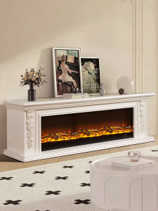 Rustic Wooden Electric Fireplace TV Stand European Style Living Room Decorative Cabinet Realistic 1.5/2 Meter Simulation