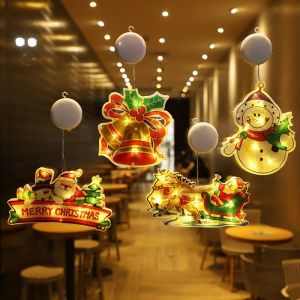 [SG Ready Stock] LED Christmas light Santa Claus snowman elk shape Christmas decorations window suction cup lights