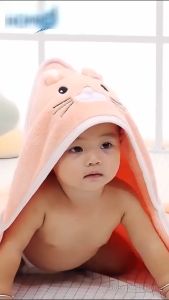 Baby Newborn Towel Bath Towel for Kids Swaddle Baby Wrap Cute Cartoon Hug Quilt Coral Fleece Hooded Bath