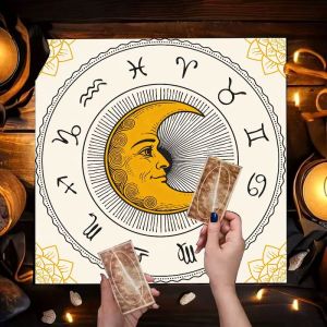 VIKAMA Relief Goddess Flowers Twelve Zodiac Star Chart Altar Cloth Tarot Card Tablecloth Vika Divination Decoration