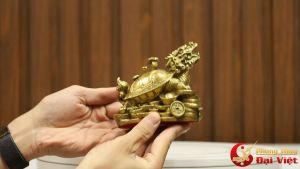 Tượng Long Quy Cõng Gậy Như Ý Đồng Nguyên Chất - PVN266 - SP001339 - PVN75