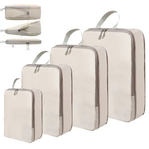 4pcs/set Travel Compression Storage Bag Portable Dust Hand Held Luggage Clothes Packing Bag Toiletries Bag Wardrobe Organizer