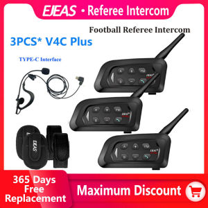EJEAS  V4C Plus Football Referee Intercom Headset Bluetooth 1500M Full Duplex Headphone Soccer Conference Interphone