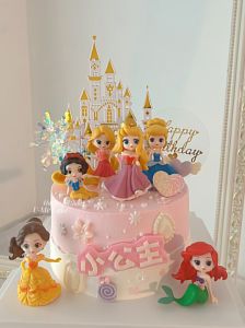 Trending Cartoon Cake Decorative Ornaments 8 Little Princess Snow White Bell Long Hair Mermaid Princess Cake Dress up