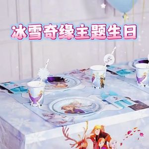 Frozen Birthday Party Cutlery Set Party Disposable Tableware Party Flag Cup Plate Napkin 冰雪奇緣主題 生日派對裝飾 派對一次性餐盤