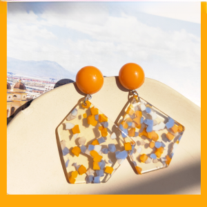 RUKIA Orange Floral  Summer Transparent Feeling Ear Cuffs Autumn Irregular Shape Orange Soda Design Fashion Jewelry